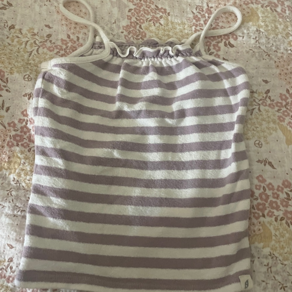 Striped Purple and White Kids Tank Top